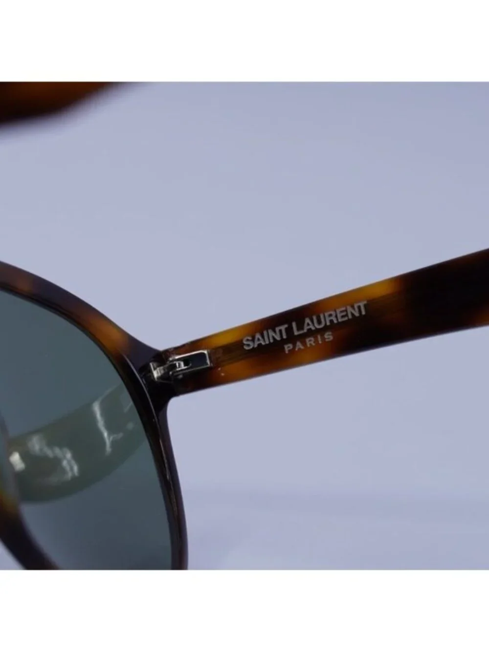 Saint Laurent SL432 SLIM 002 Sunglasses Havana Aviator Frame, Green Lenses